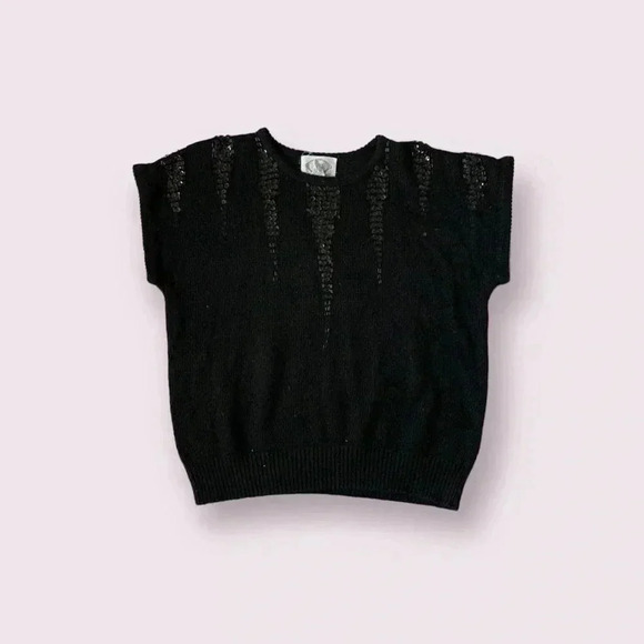 Black angora sweater top - Picture 1 of 6